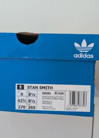 Zapatillas Adidas Stan Smith Gris/Blanco Talla 42.