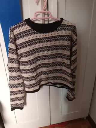 Jersey de punto estampado blanco y negro