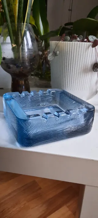 Posacenere Cristallo Blu Design Italiano Anni '60