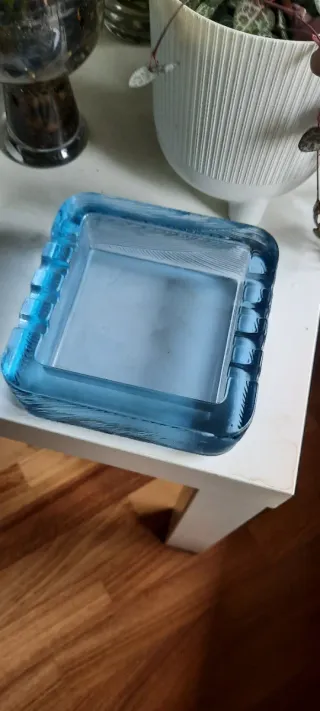 Posacenere Cristallo Blu Design Italiano Anni '60