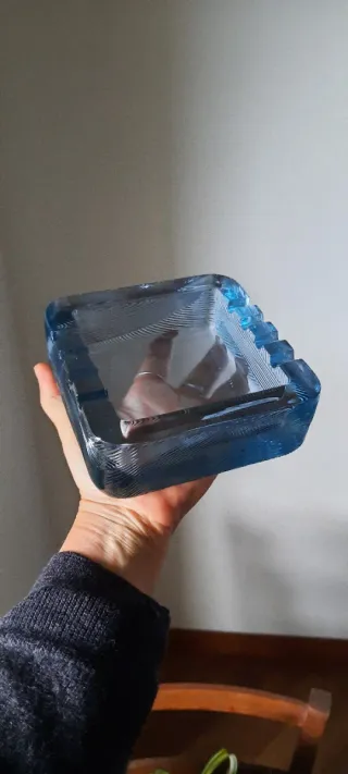 Posacenere Cristallo Blu Design Italiano Anni '60