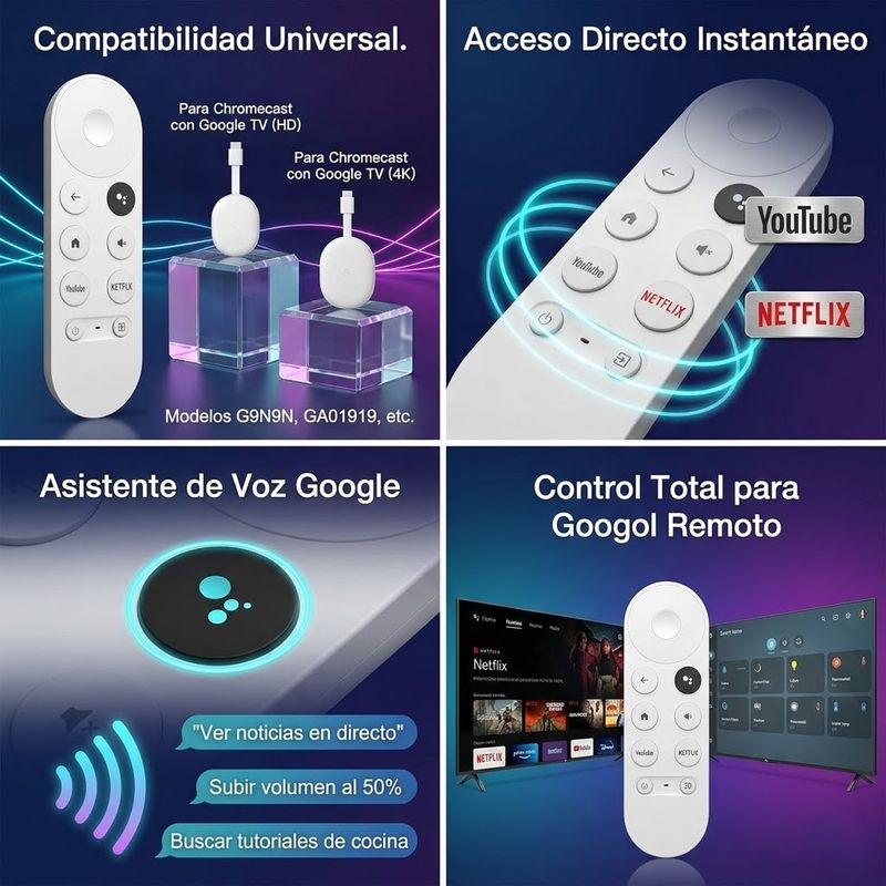 Mando Google Chromecast G9N9N Voz Blanco afbeelding 2