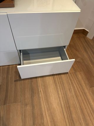 Mueble TV 2 módulos blanco y madera