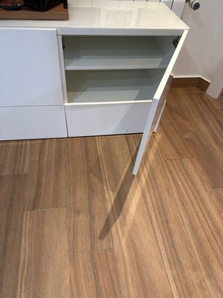 Mueble TV 2 módulos blanco y madera