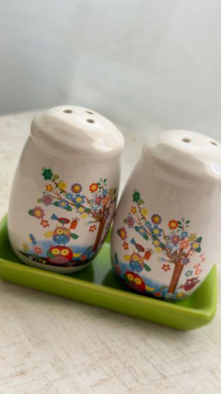 Salero y pimentero cerámica búhos