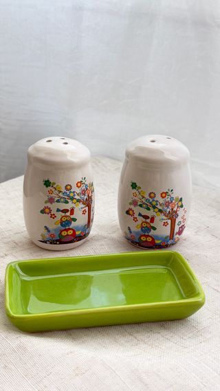 Salero y pimentero cerámica búhos