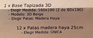 2 Bases Cama Tapizadas 160x190 cm Beige calidad