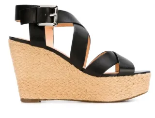 Sandalias Michael Kors Cuña Esparto Piel Negra 38