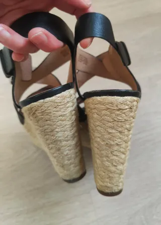 Sandalias Michael Kors Cuña Esparto Piel Negra 38