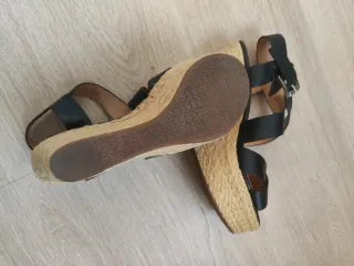 Sandalias Michael Kors Cuña Esparto Piel Negra 38
