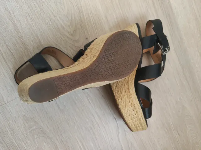 Sandalias Michael Kors Cuña Esparto Piel Negra 38