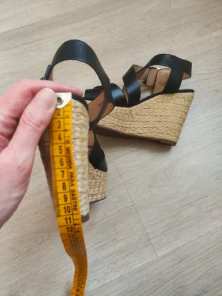 Sandalias Michael Kors Cuña Esparto Piel Negra 38