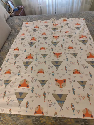 Copripiumino lettino con volpi e piume con federa