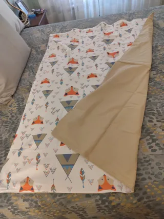 Copripiumino lettino con volpi e piume con federa