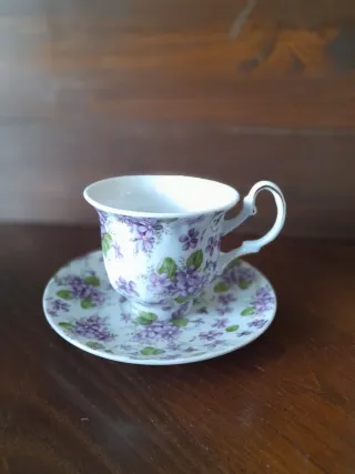 Set da tè 6+6 tazze e piatti, fantasia viole