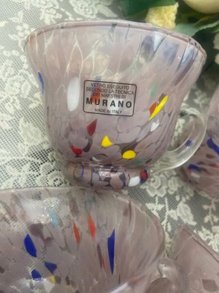 Set 6 Tazze Murano Vetro Multicolor