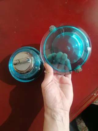 Cenicero Vintage Vidrio Azul