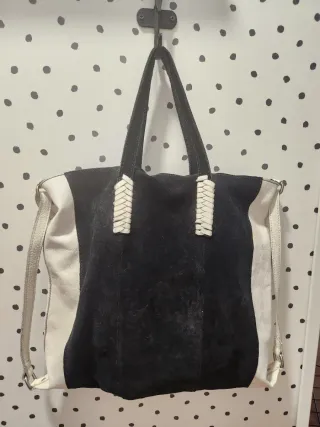 Bolso Negro y Blanco. Piel y ante. Muy poco uso.