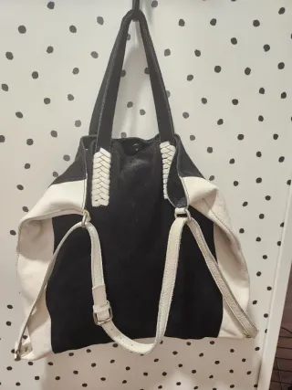Bolso Negro y Blanco. Piel y ante. Muy poco uso.
