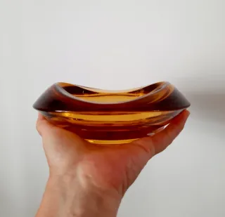 Posacenere Vetro Ambrato Vintage Rudolf Jurnik