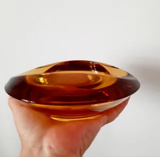 Posacenere Vetro Ambrato Vintage Rudolf Jurnik