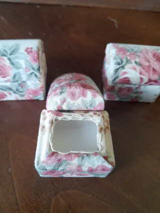 Set 3 mini scatoline rivestite stoffa