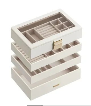 SONGMICS Caja Joyero con 4 Bandejas Apilables
