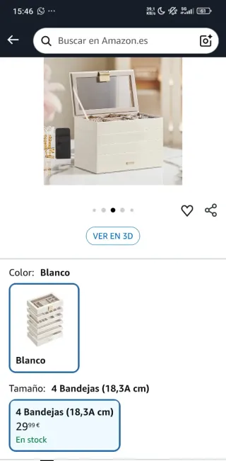 SONGMICS Caja Joyero con 4 Bandejas Apilables