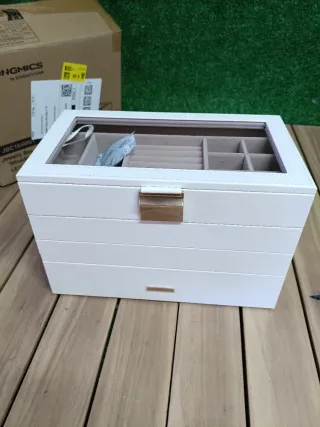 SONGMICS Caja Joyero con 4 Bandejas Apilables