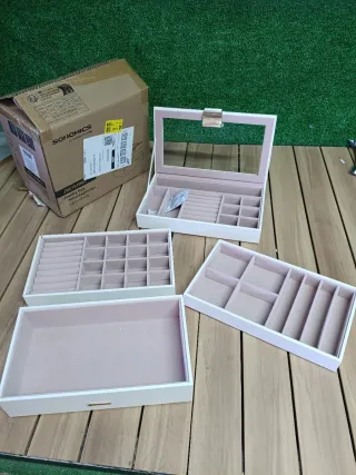 SONGMICS Caja Joyero con 4 Bandejas Apilables