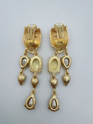 Brincos Oscar de la Renta Dourados Pedras Azuis