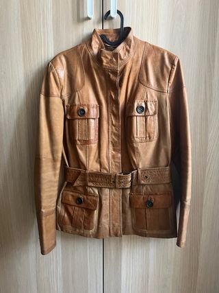 Chaqueta Zara Cuero Marrón Talla M