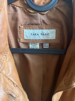 Chaqueta Zara Cuero Marrón Talla M