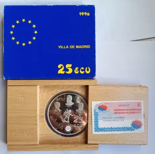 Moneda 25 ECU Villa de Madrid 1996 Plata