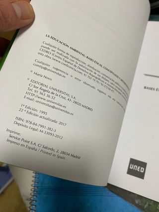 Libro UNED Educación ambiental. María Novo.