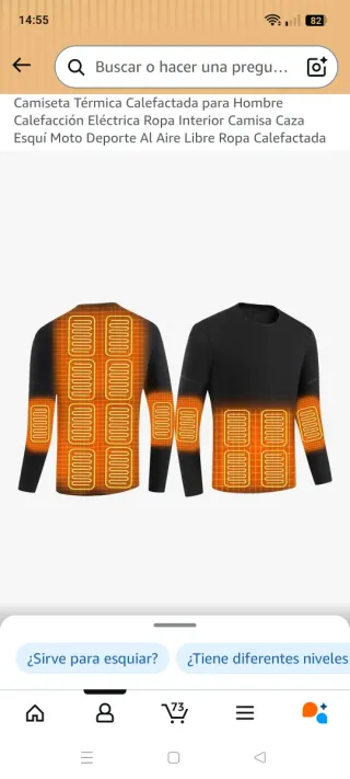 Camiseta Térmica Calefactada Hombre Negra