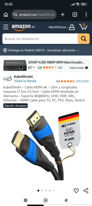 Cable HDMI Alta Velocidad 20m