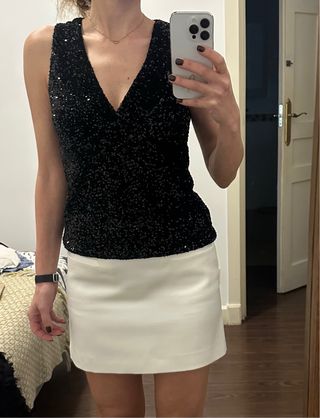 Falda Mini Raso Blanca