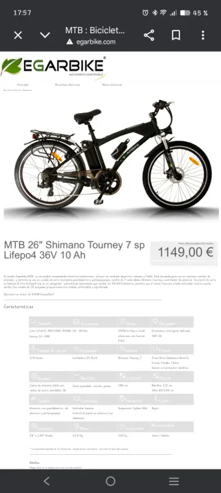 Bicicleta Eléctrica MTB 7 Velocidades