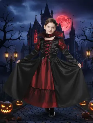 Costume carnevale Vampira vampiro bambina vestito