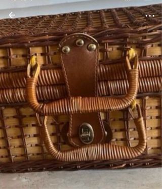 Borsa da picnic in vimini e pelle