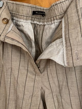 Pantalón rayas beige Massimo Dutti mujer