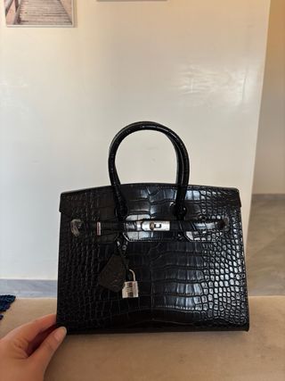 Bolso negro piel cocodrilo