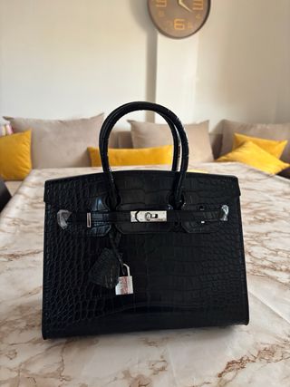 Bolso negro piel cocodrilo