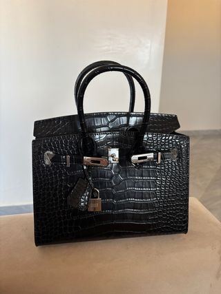 Bolso negro piel cocodrilo