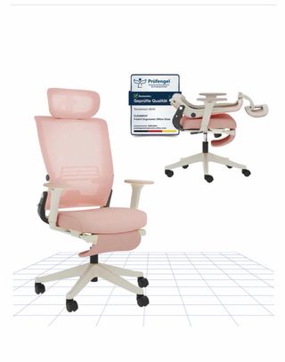 Sedia da ufficio rosa e bianca