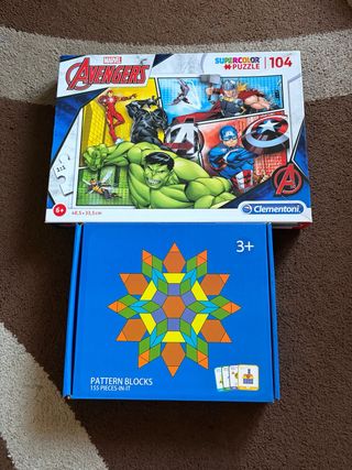 Lote Puzzle Avengers y Pattern Blocks