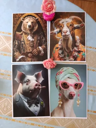 4 Láminas Animales Ropa