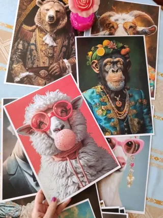 4 Láminas Animales Ropa