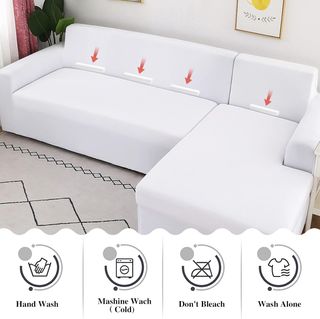 Fodere elastiche per divano chaise longue Jaotto, bianche